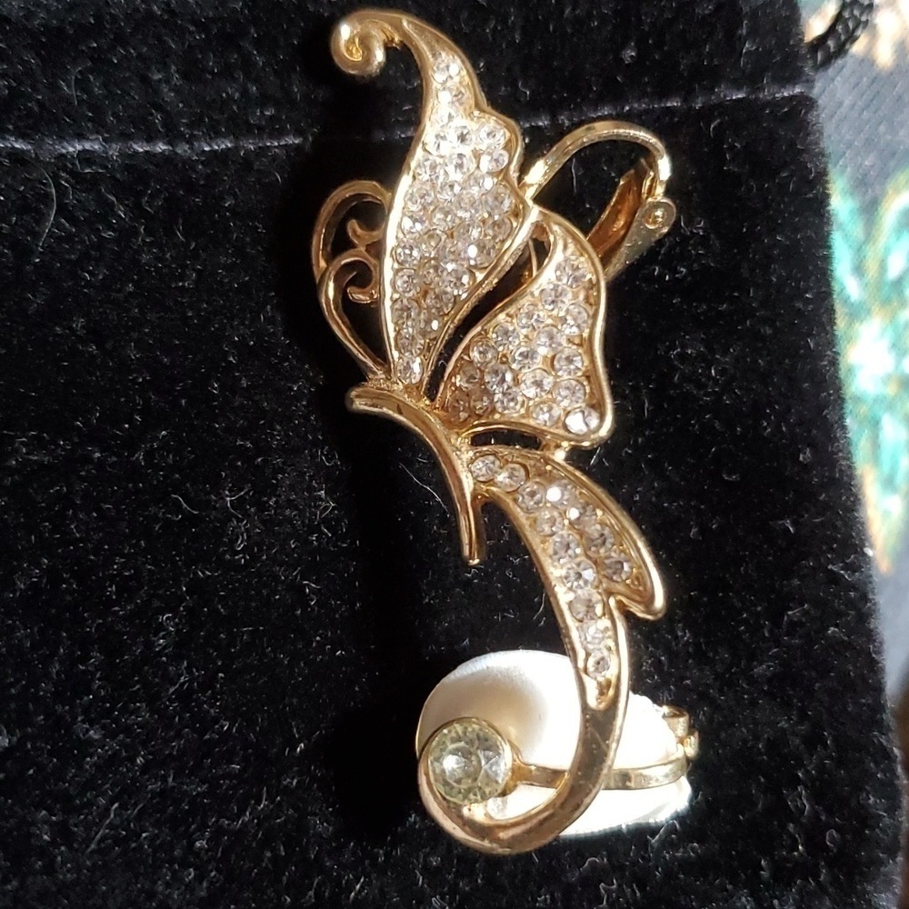 Crystal Butterfly Clip On Ear Cuff